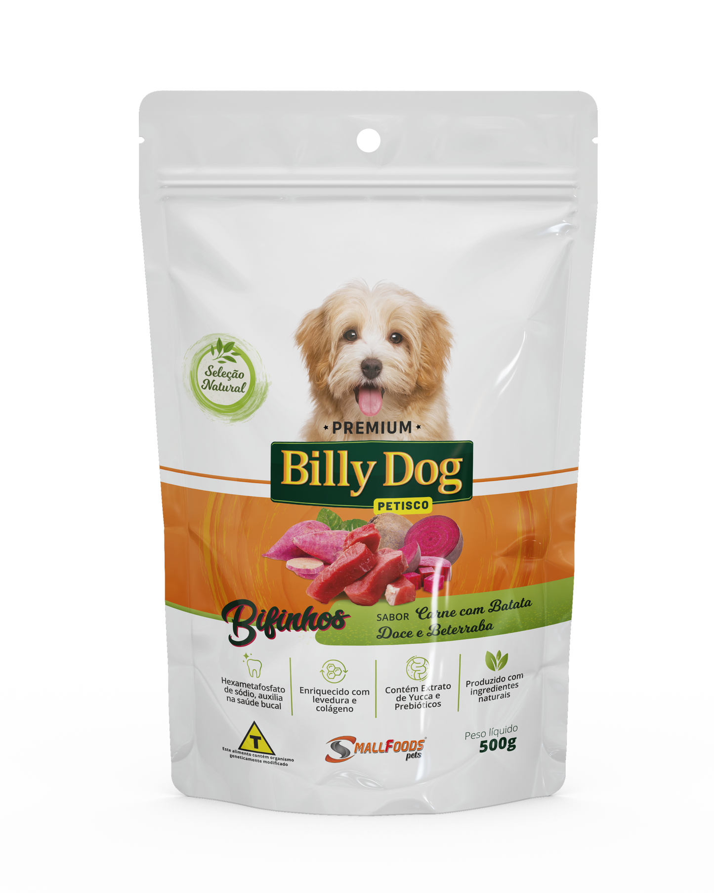 Bifinho Billy Dog Sabor Carne com Batata Doce e Beterraba 500g