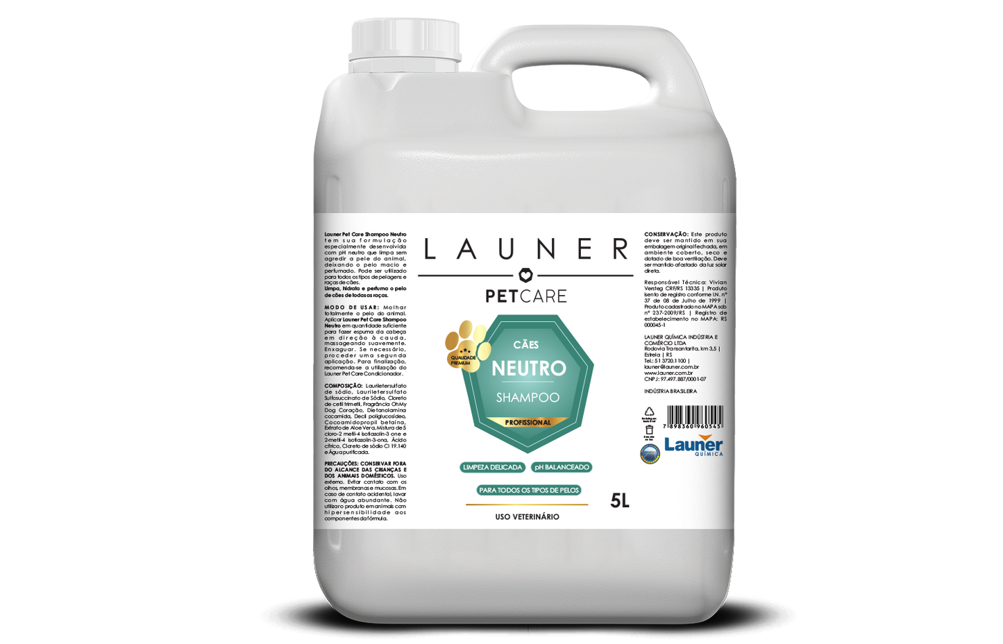 Produto de Higiene Animal/ Shampoo Neutro 5lt- Launer Pet Care