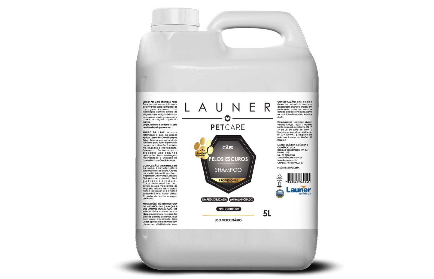 Higiene Animal/Shampoo Pelos Escuros (5L) - Launer Pet Care