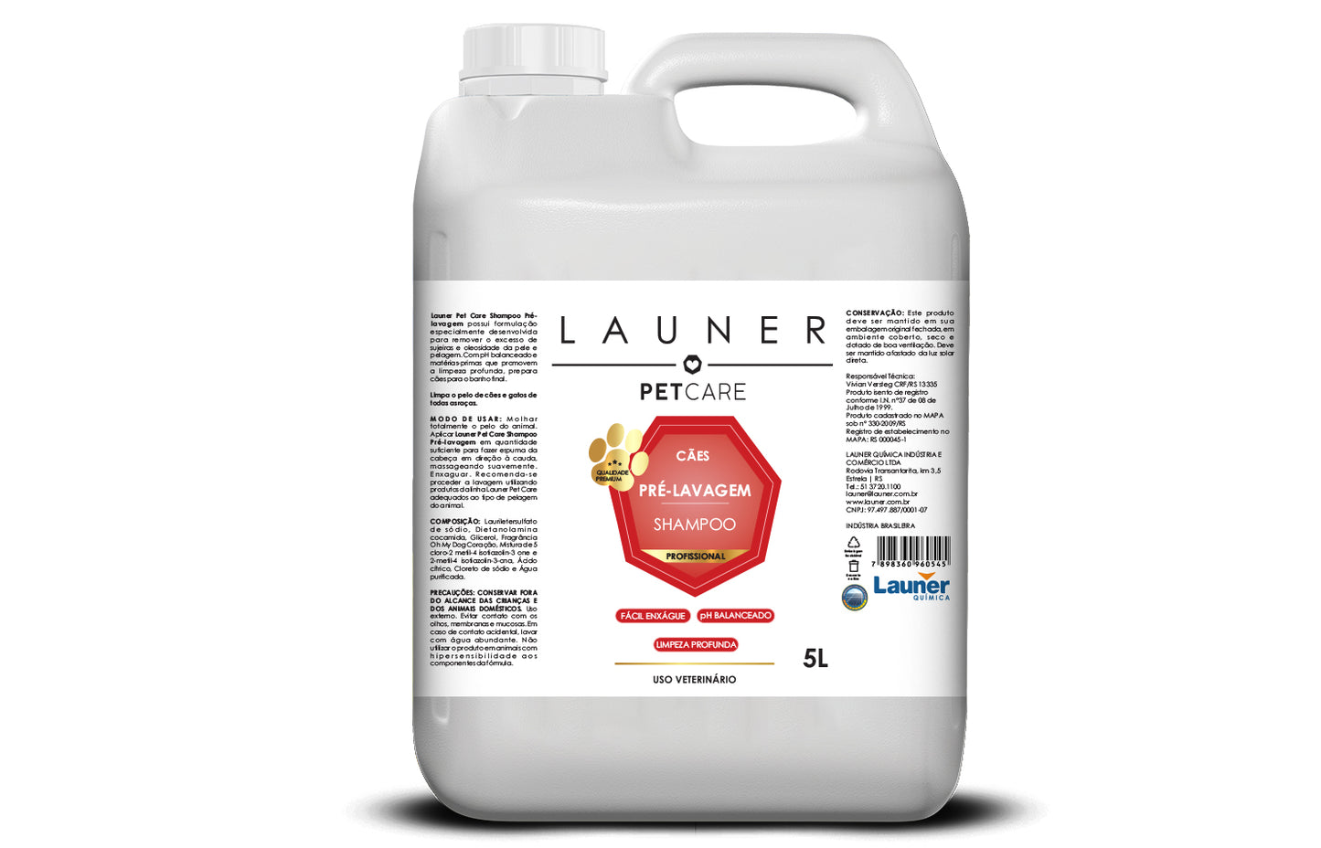 Higiene Animal/ Shampoo Pré-Lavagem (5L)-Launer Pet Care