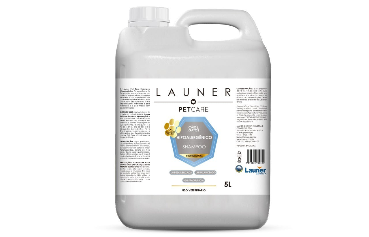 Higiene Animal/ Shampoo Hipoalergênico Cães e Gatos (5L)-Launer Pet Care