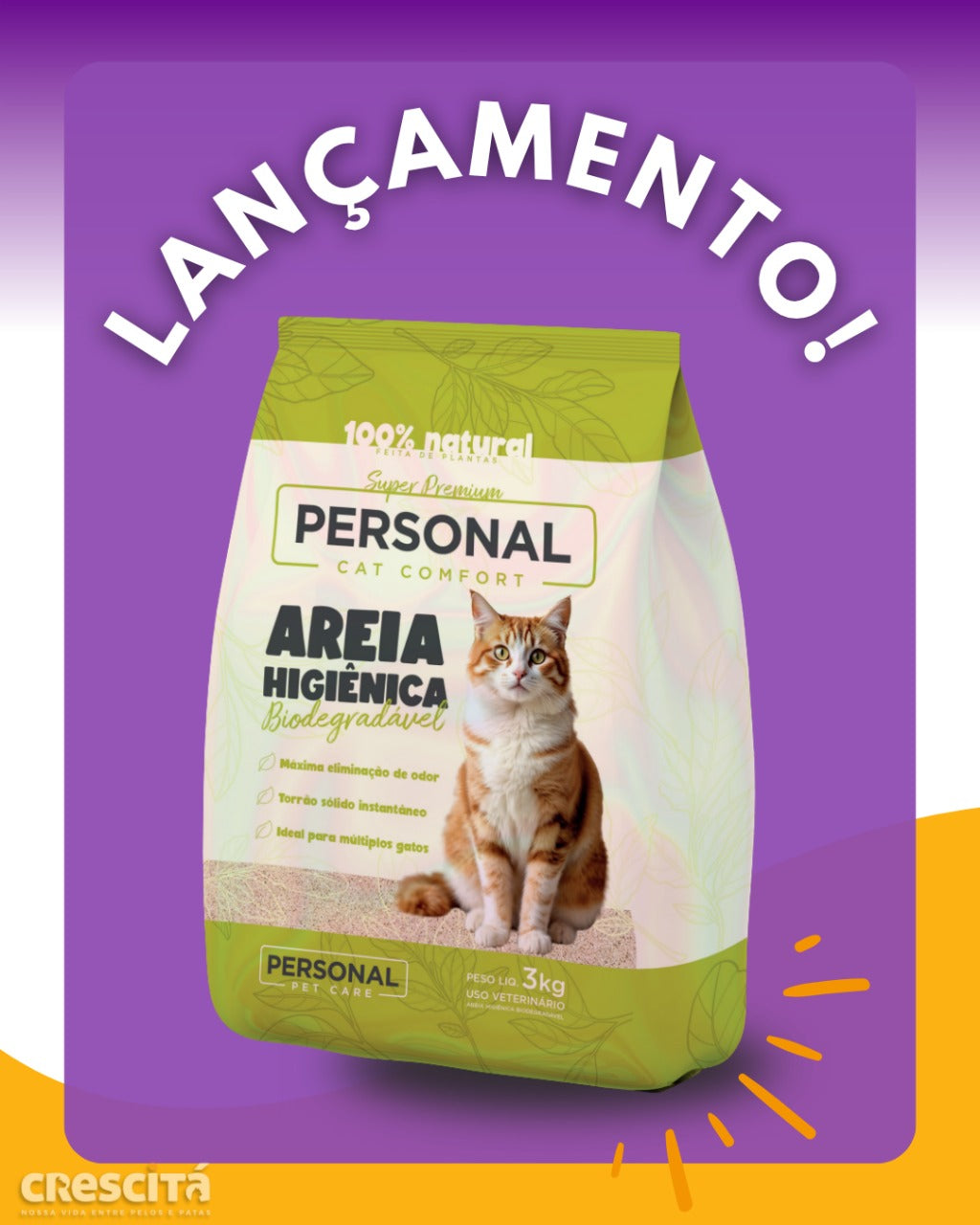 Areia Bio Personal Cat Confort 3 KG