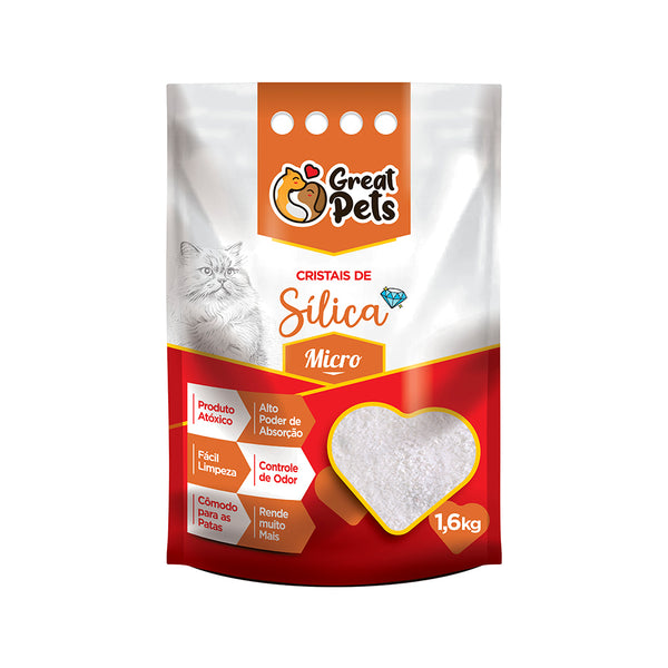 Areia Higiênica Great Pets Sílica Cristal Micro para Gatos 1,6kg