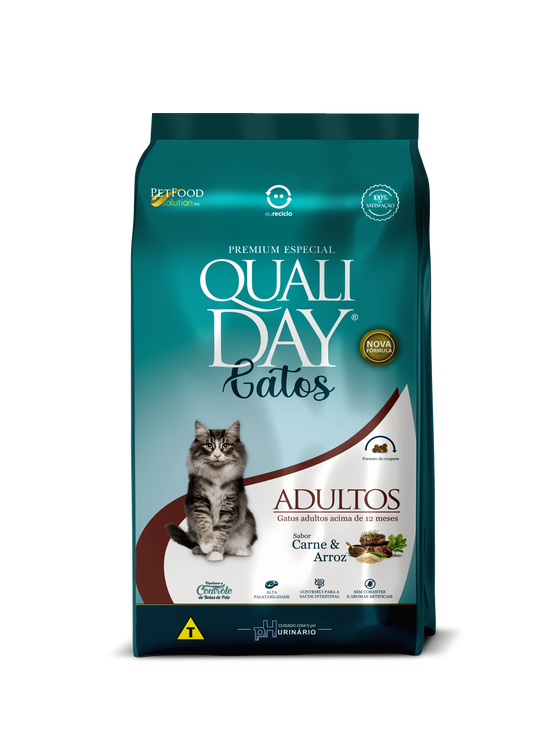 Ração para Gatos Qualiday Gatos Adulto/ Carne & Arroz