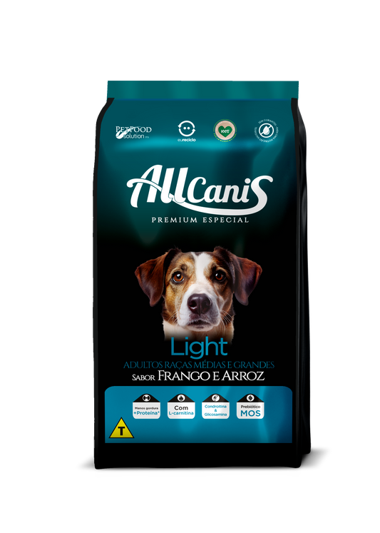 Ração para Cachorro Allcanis Raças Médias e Grandes  Light/ Frango & Arroz