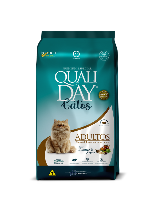 Ração para Gatos Qualiday Gatos Adultos - Frango e Arroz
