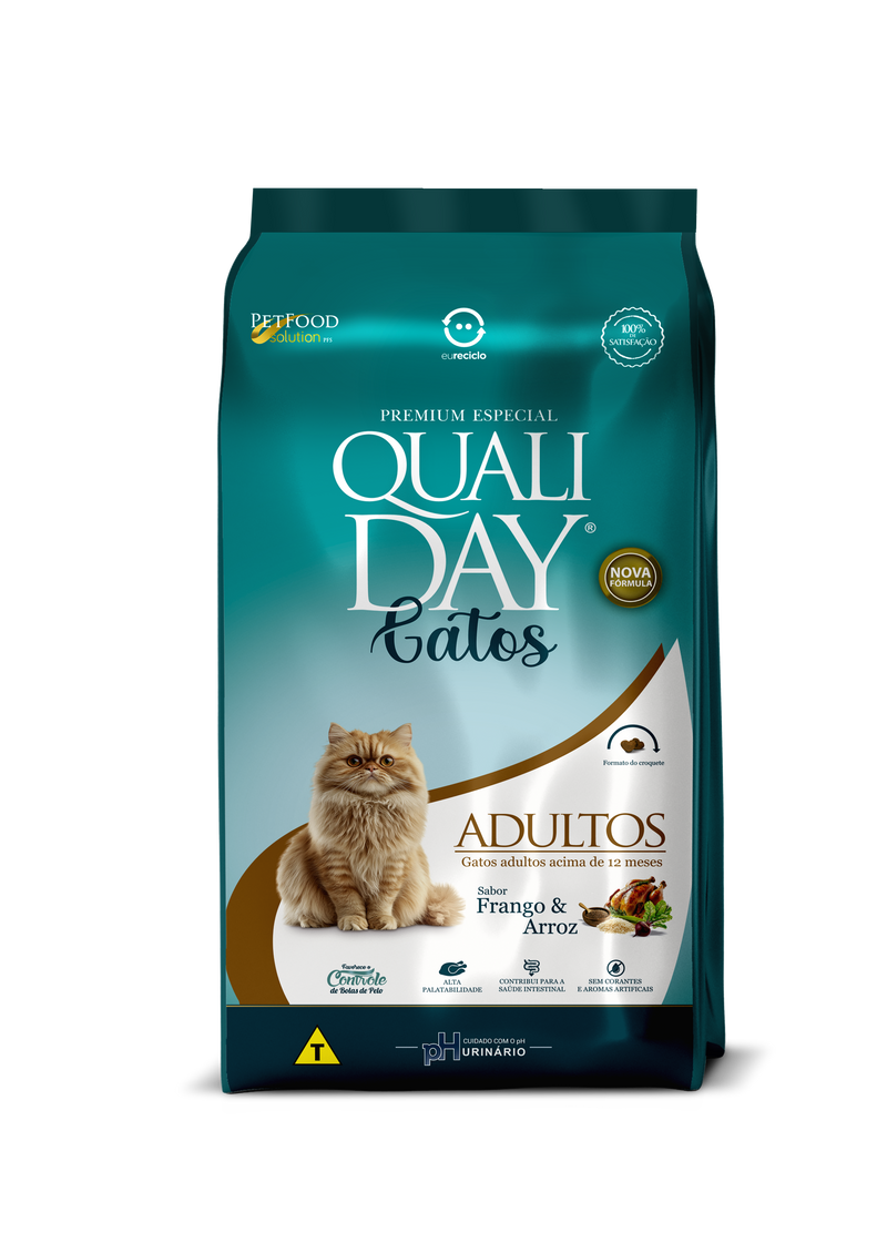 Ração para Gatos Qualiday Gatos Adultos - Frango e Arroz
