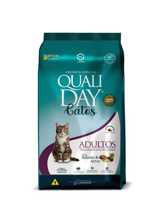 Ração para Gatos Qualiday Gatos Adultos/ Salmão & Arroz