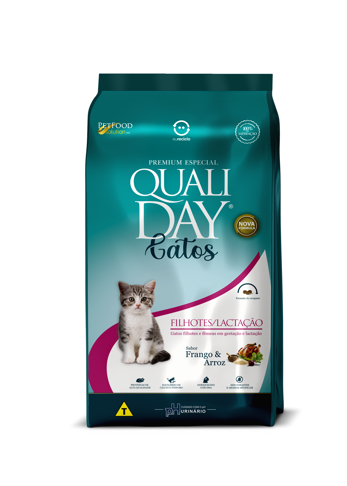 Ração para Gatos Qualiday Gatos Filhotes/Lactação - Frango, Arroz & Vegetais