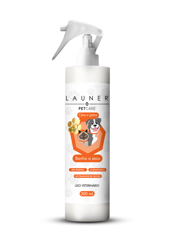 Produto de Higiene para Cães e Gatos - Banho Seco/Shampoo a Seco(300 ml) Launer Pet Care