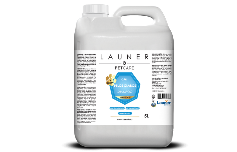 Produto de Higiene Animal/ Shampoo Pelos Claros (5L)- Launer Pet Care