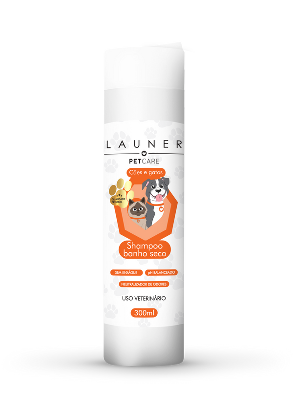 Produto de Higiene para Cães e Gatos - Banho Seco/Shampoo a Seco(300 ml) Launer Pet Care