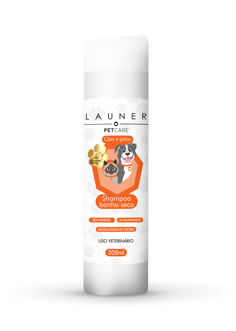 Produto de Higiene para Cães e Gatos - Banho Seco/Shampoo a Seco(300 ml) Launer Pet Care