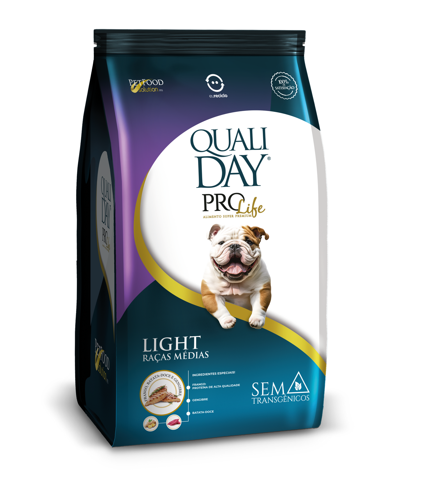 Ração para Cachorro Qualiday Pro Life Cães Adulto Light - Raças Médias / Frango, Batata doce & Gengibre