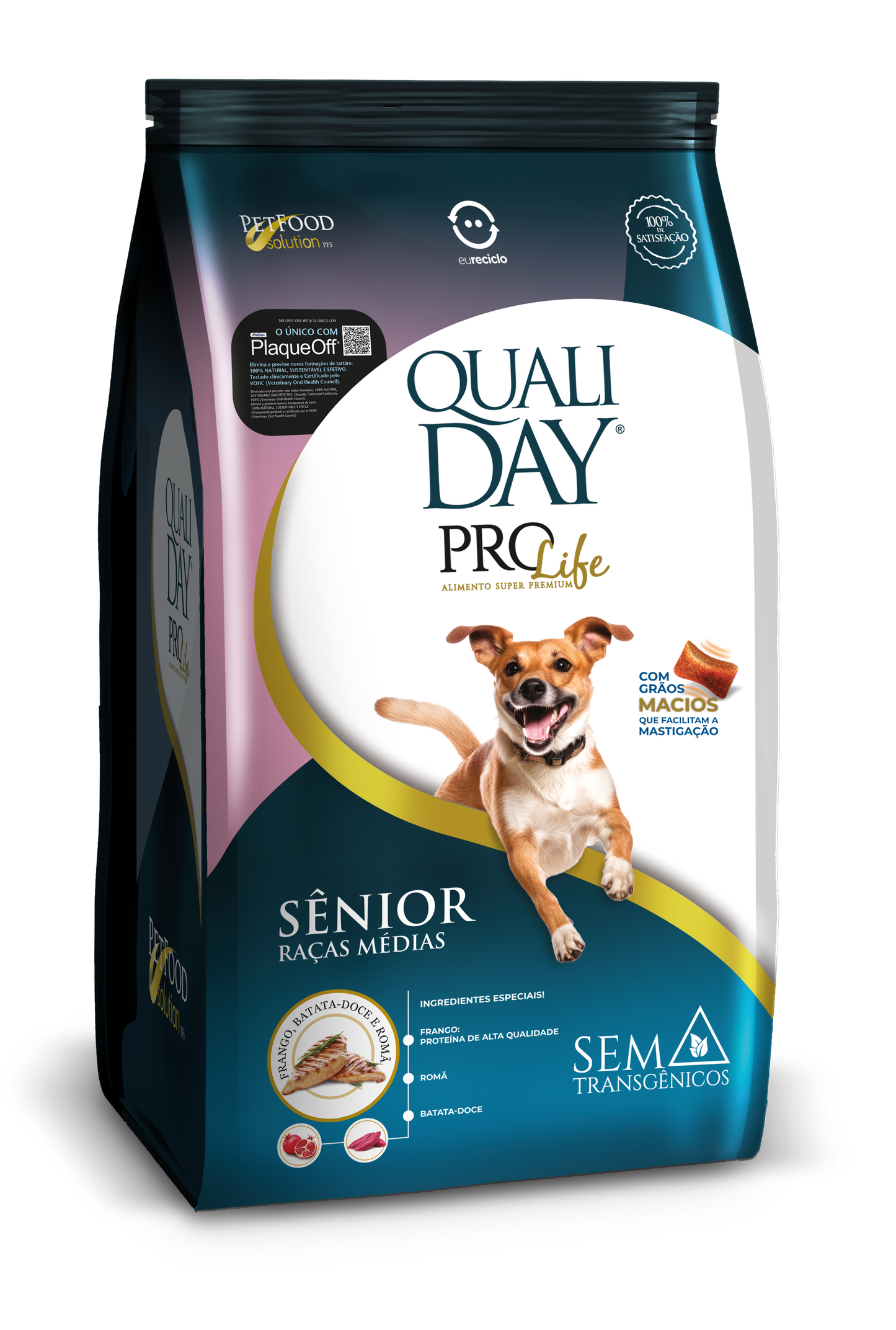 Ração para Cachorro Qualiday Pro Life Cães Adulto Sênior - Raças Médias / Frango, Batata doce & Romã