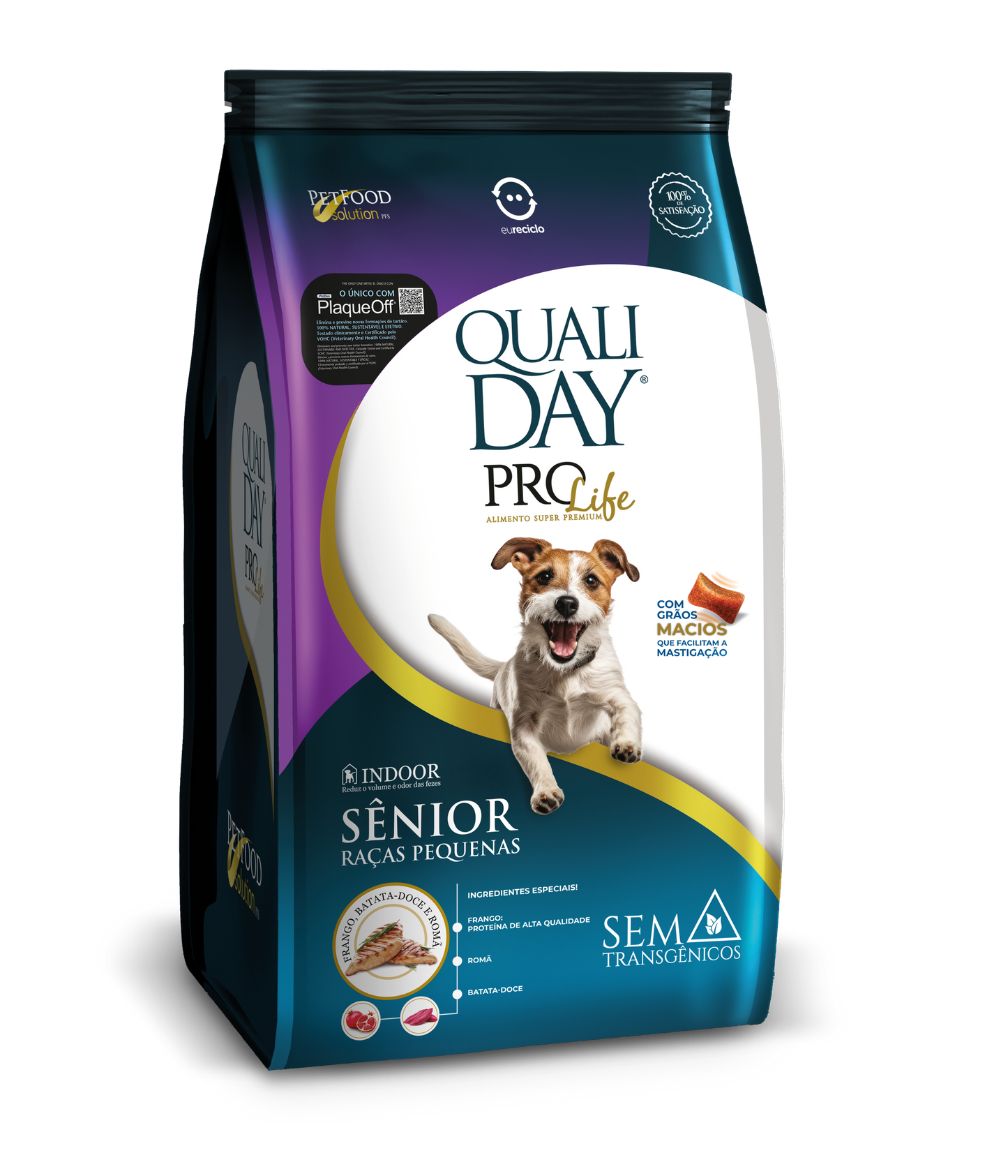 Ração para Cachorro Qualiday Pro Life Cães Adulto Sênior - Raças Pequenas / Frango, Batata doce & Romã