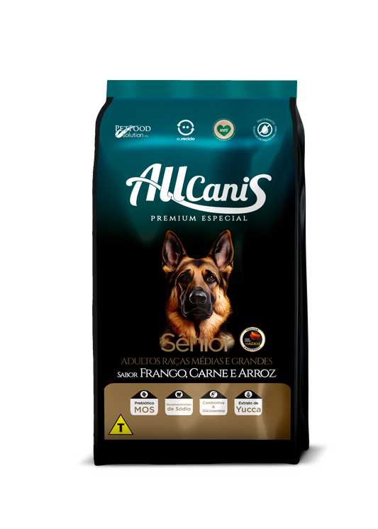 Ração para Cachorro Allcanis Raças Médias e Grandes Senior/ Frango, Carne & Arroz
