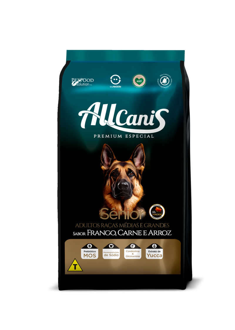 Ração para Cachorro Allcanis Raças Médias e Grandes Senior/ Frango, Carne & Arroz