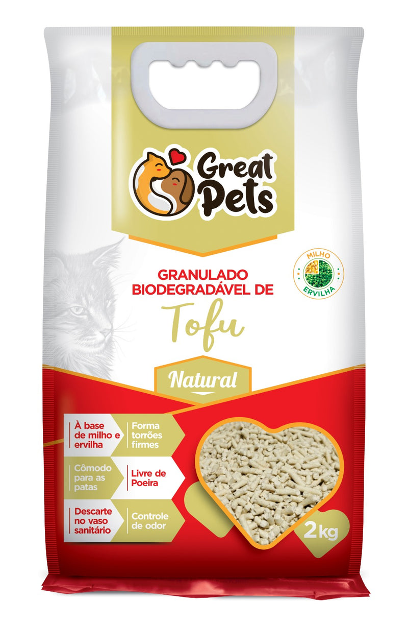 Granulado Higiênico Great Pets Premium Biodegradável Tofu Natural 2 kg