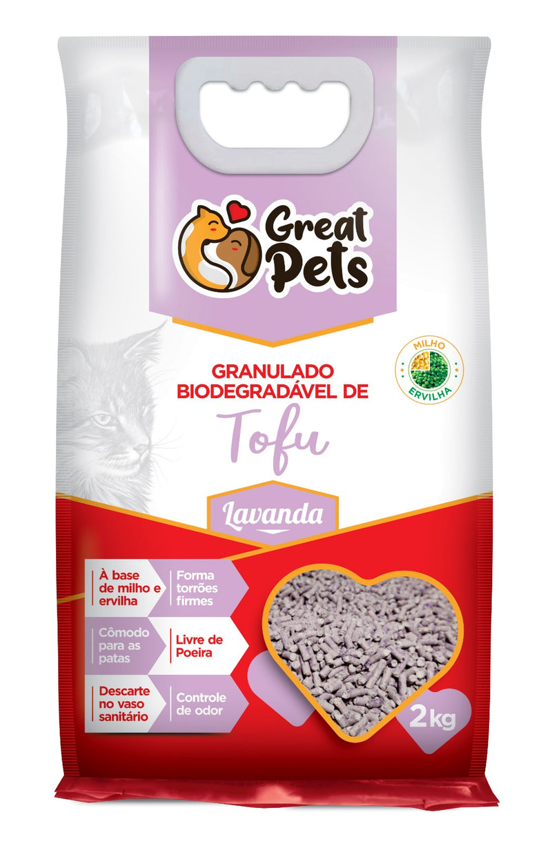 Granulado Higiênico Great Pets Premium Biodegradável Tofu Lavanda 2 kg