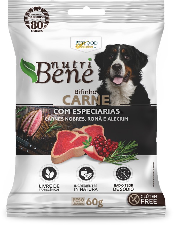 Alimento para Cachorro NutriBene Bifinho Carne com Especiarias ( Carnes Nobres, Romã e Alecrim)