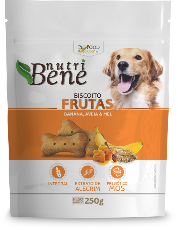 Alimento para Cachorro NutriBene Biscoitos (Frutas: Banana, Aveia & Mel)