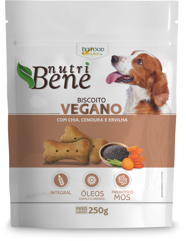 Alimento para Cachorro NutriBene Biscoito Vegano/ Chia, Cenoura e Ervilha