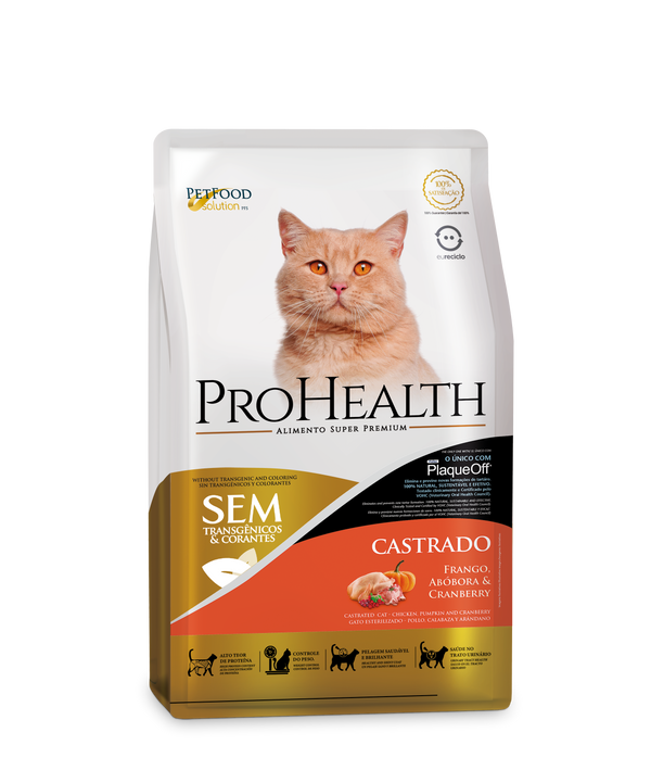 Ração para Gatos Prohealth-Gatos- Castrado/ Frango, Abóbora & Cranberry