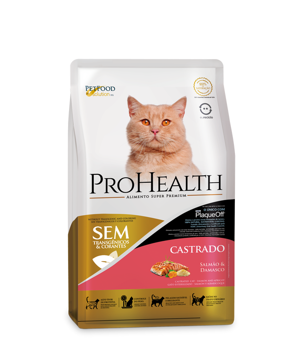 Ração para Gatos Prohealth-Gatos-Castrado/ Salmão & Damasco