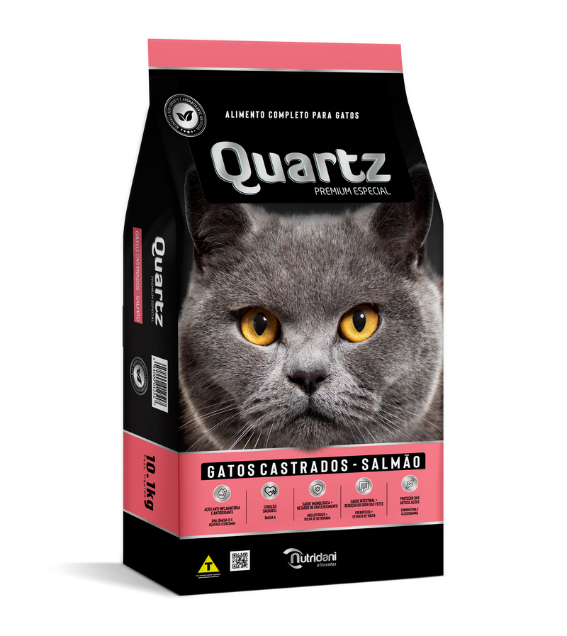 Ração para Gatos Quartz Gatos Castrados Salmão