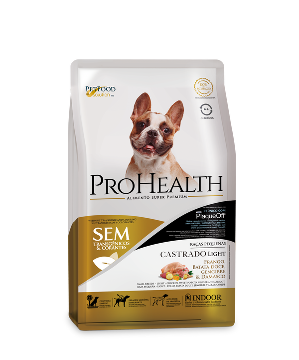 Ração para Cachorro Prohealth- Raças Pequenas- Castrado Light/ Frango, Batata Doce, Gengibre & Damasco